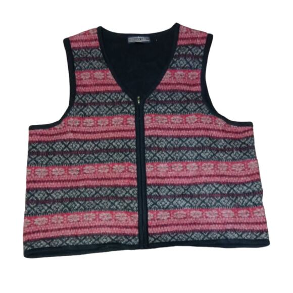 Vintage Herman Geist Women's zip up Fair Isle Knit Sweater - Picture 1 of 3